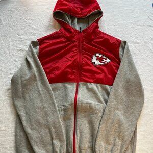 NFL Kansas City Chiefs Logo Athletic Red & Gray Full-Zip Hoodie Men's Large